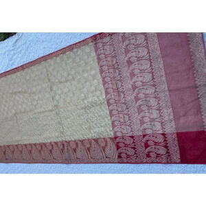 3.111 Yard Indian Vintage Traditional Bridal Dress Sari Fabric 56x45